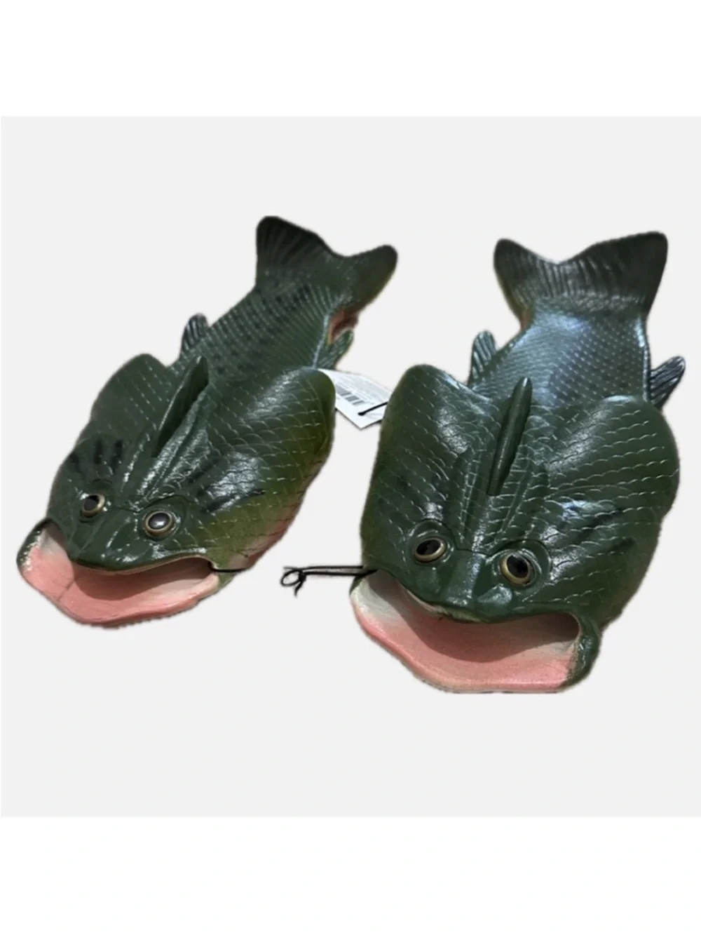 NWT - Novelty Fish Slippers - Sandals Dark Green Sz 10/10.5M